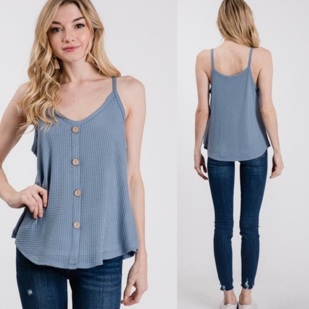 Denim Blue Waffle Cami--Made in USA